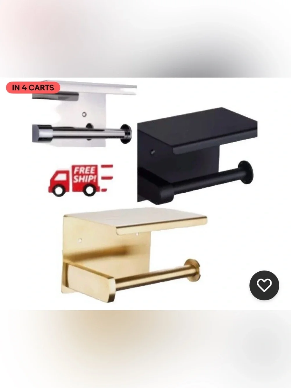Matte Black and Stainless Steel Toilet Paper Holder with Shelf Modern Wall Mount